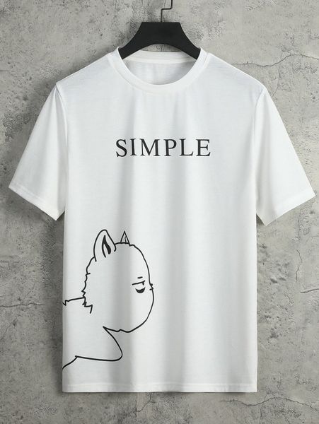 

men cartoon & letter graphic tee 90rh#, White;black