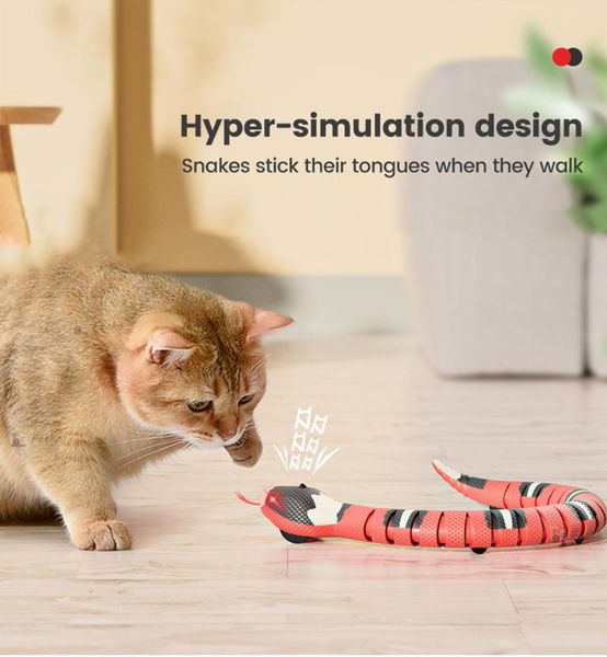 Toys de gato Smart Sensing Snake Interactive Games Automático Teaser Eletrônico USB Charging Pet Kitten Accessoriescat