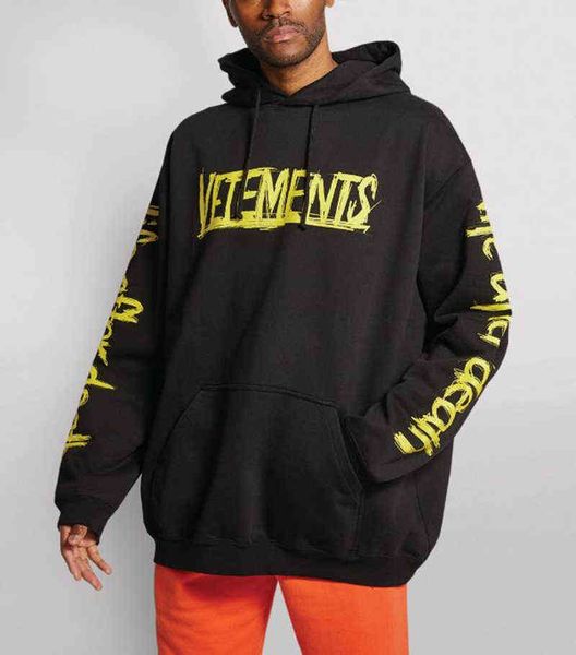 

print contrast graffiti brief hoodie winter high street leisure hooded with letters on front t220721, Black