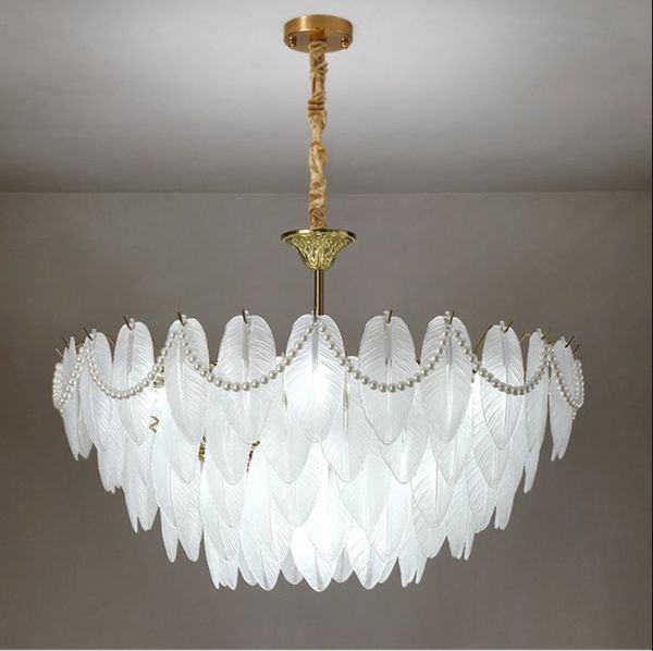 LUZ LUZ CRISTAL Crystal Feather Chandelier Lâmpadas Estudar Villa Villa Quarto Dinning Room Led E14 Lâmpada de teto