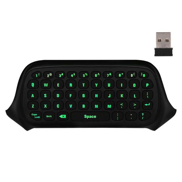 Controller di gioco Joystick MoKo Xbox One Mini Tastiera retroilluminata verde Ricevitore 2.4G Chatpad wireless Tastierino messaggi con auricolare e Audi