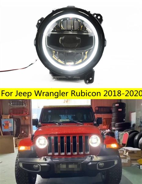 2 pces farol para jeep wrangler rubicon 20 18-20 20 faróis alto/baixo feixe luz de circulação diurna drl para j-eep jk tj lj