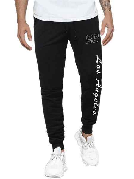 

men letter graphic drawstring waist sweatpants q2ac#, Black
