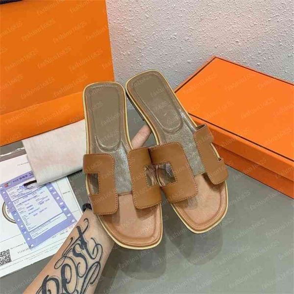 

designer brand high classic sliders quality herme beach women slippers fashion luxury leather h sandals ladies summer flats with box, Black