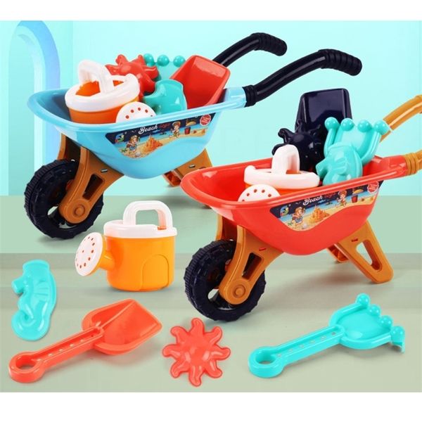 Presente de aniversário de brinquedos de sandbox para crianças infantis reutilizáveis ​​Sandbox Toys Style Beach Trolley Set de 6 peças para criança 220527