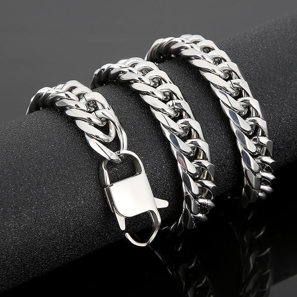 

13mm 24 inch polished silver stainless steel miami curb chain link necklace for mens gifts