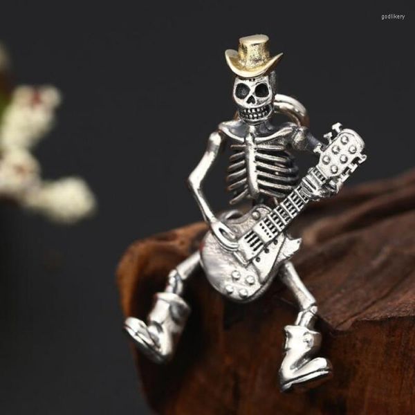 Подвесные ожерелья уникальный дизайн моды Skull Игра на гитаре хип -хоп -рок ожерелье для вечеринки ювелирные украшения гитара