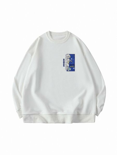 

men cartoon and slogan graphic pullover f9xm#, Black