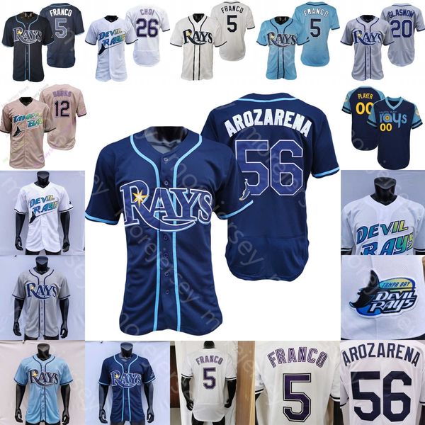 

Baseball Jersey Wander Franco Shane Baz Randy Arozarena Ji-man Choi Austin Meadows Kevin Kiermaier Corey Kluber Mike Zunino Brandon Lowe, Player's versions light blue ii