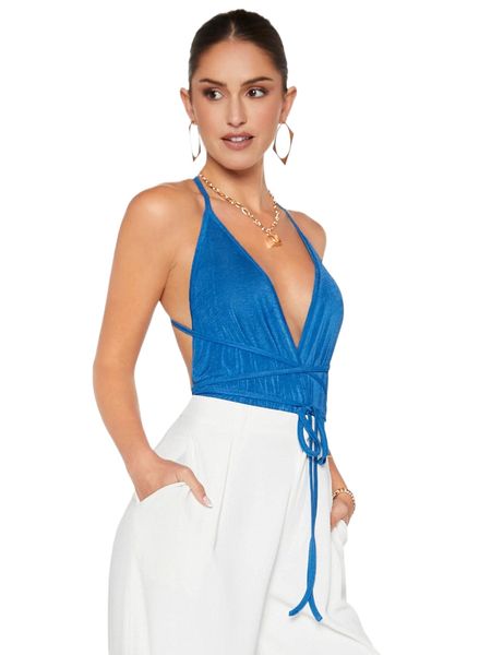 

crisscross knot front cami bodysuit q2zk#, White