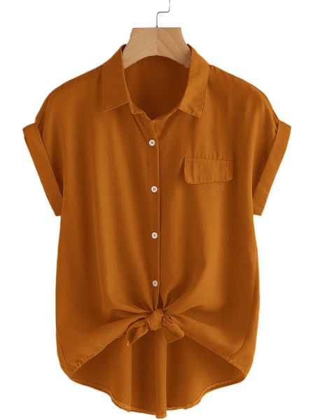 

plus curved hem high low shirt r2wc#, Black