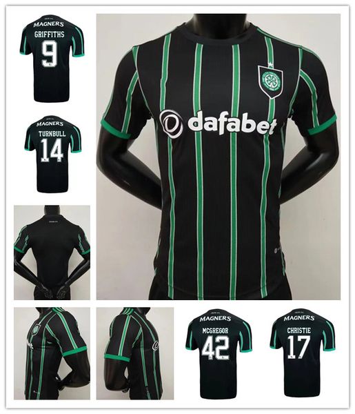 

22/23 player version celtic soccer jerseys 2022 2023 away green edouard johnston griffiths mcgregor maillots de foot forrest football shirts, Black;yellow