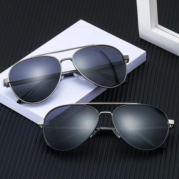 

men's polarized sunglasses classic double beam metal sunglasses, White;black