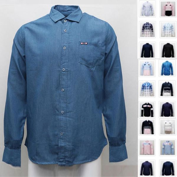 Camicie casual da uomo Jeans con ricamo Homme Camisa Masculina Camicie da uomo a maniche lunghe in cotone con risvolto Hombre Camicie da uomo