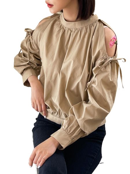 

dazy ruched cut out button back blouse z8so#, White