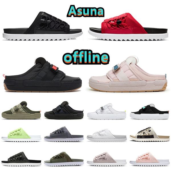 

fashion mens asuna slide slip-on sandals slippers designer offline black menta anthracite electro orange vast grey sequoia slipper men women