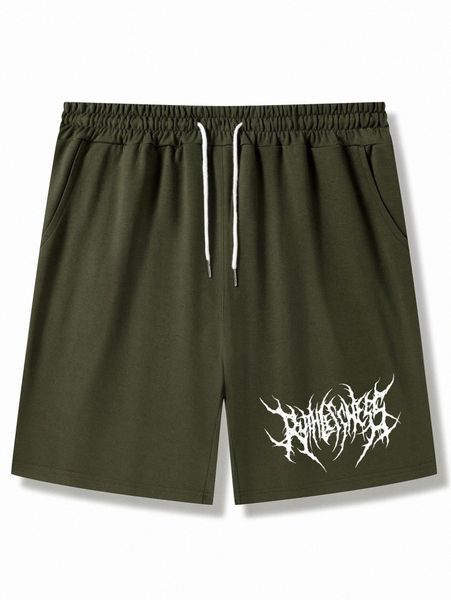 

romwe guys letter graphic drawstring shorts 98wf#, White;black