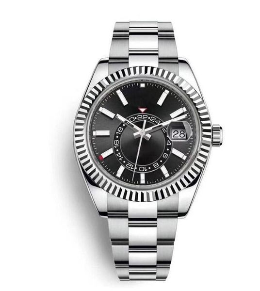 

male watch automatic mechanical stainless steel calendar 42mm sky-dweller adjustable business master wristwatch quality, Slivery;brown