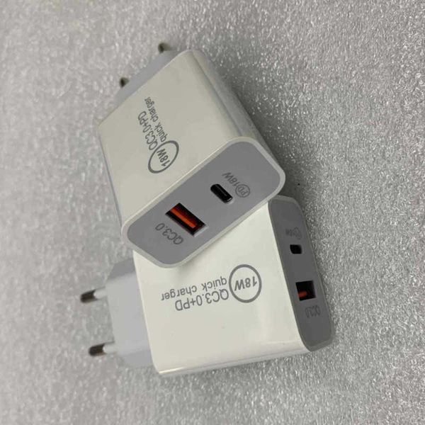

18w fast usb charger quick charge type c pd fast charging for iphone eu us plug usb charger with qc 4.0 3.0 phone charger with box