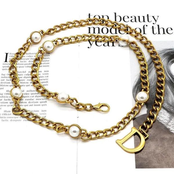 

women gold chains belts fashion designers belt link luxury letter d waist chain womens metal alloy dress accessories waistband gir2688, Black;brown