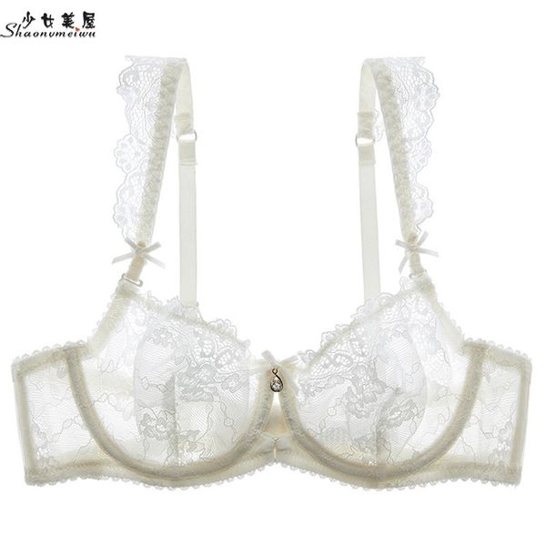 

shaonvmeiwu fall and winter lace no sponge underwear thin transparent and detachable sash bra tempts the bra y200415, Red;black