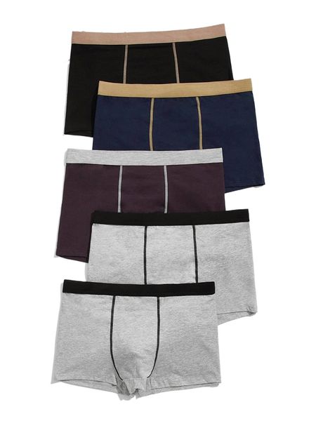

men 5pack stitching contrast tape boxer brief o54h#, Black;brown
