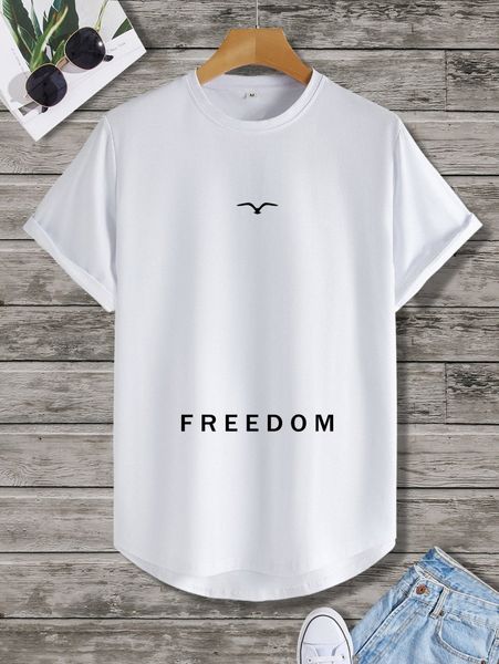 

men bird & letter graphic high low tee o2jq#, White;black