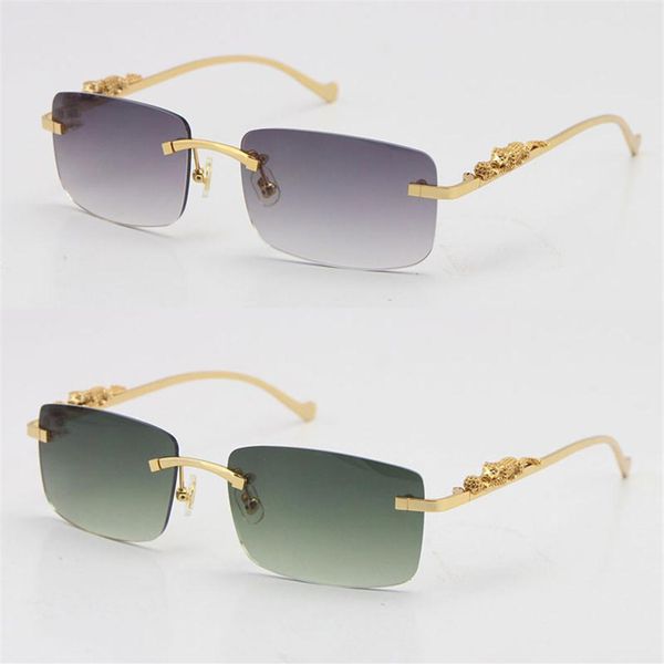 

rimless leopard series optical metal limited edition sunglasses fashion eyewear stainless steel golden glasses2869, White;black