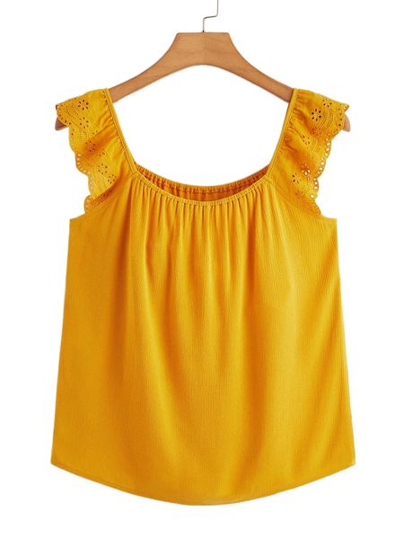 

schiffy ruffle armhole q389#, White