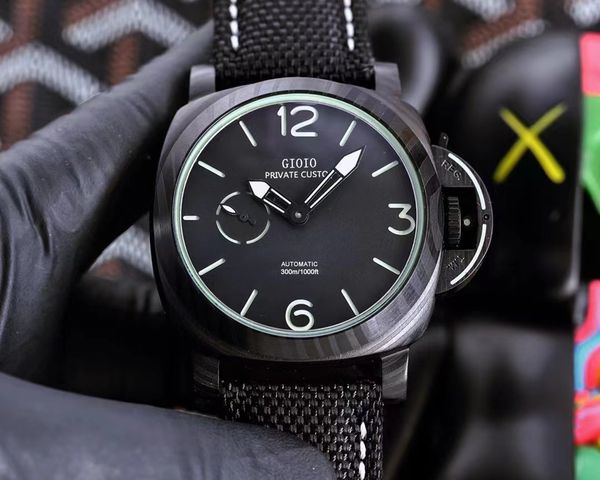 

mens automatic mechanical watch green black rubber luminous, Slivery;brown