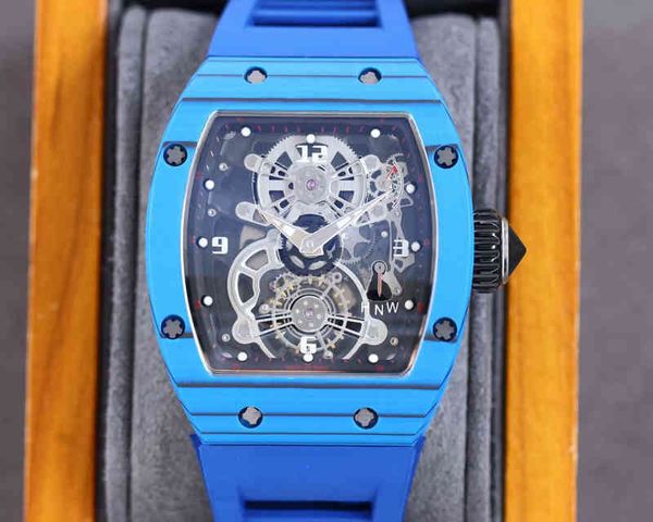 

watches wristwatch designer mens business richa milles automatic mechanical watch fashion trend carbon fiber hollow luminous rubber flywheel, Slivery;golden