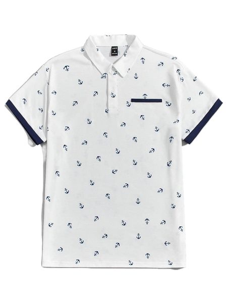 

men anchor contrast binding polo shirt o6vn#, White;black