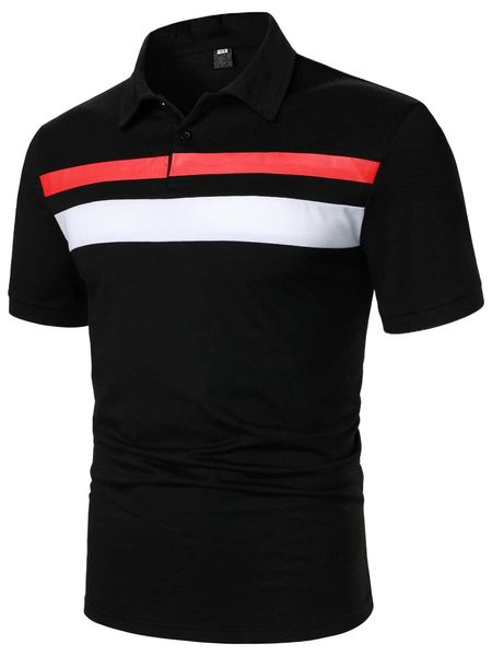 

men colorblock half button polo shirt g6jw#, White;black