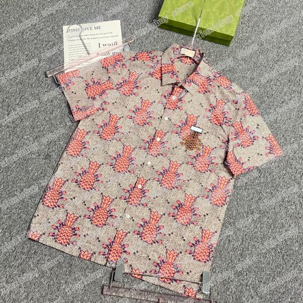 

22ss men designers t shirts tee pineapple letter print short sleeve man crew neck paris streetwear white black xinxinbuy m-2xl