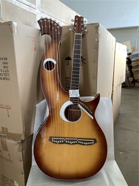 

custom 6 6 8 strings double neck harp electric acoustic guitar