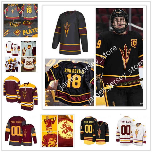 

xflsp college asu custom arizona state sun devils stitched hockey jersey 11 benji rare 13 chriser grando 16 ethan szmagaj 17 jacob semik 18, Black