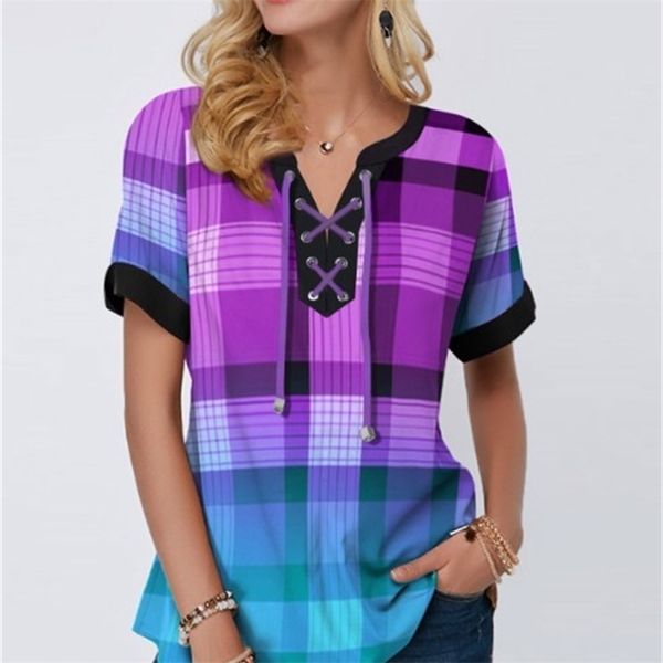 

plus size 4xl 5x pullovers blouse shirt boho print lace splice women's v-neck loose casual summer female tee shirt 210303, White