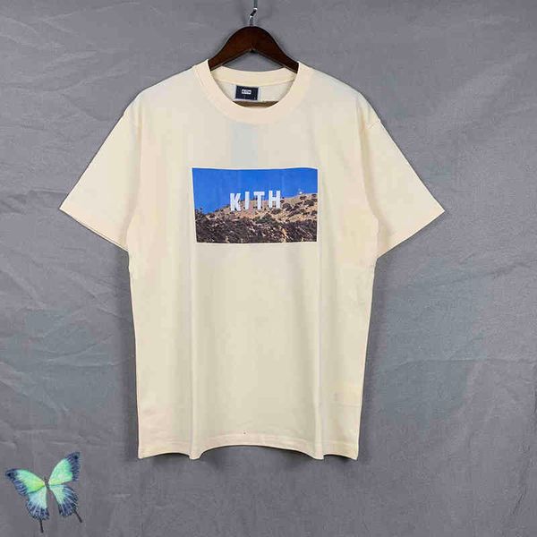 

men's t-shirts 2022 kith mountain map 3d scan printed casual t-shirt, White;black