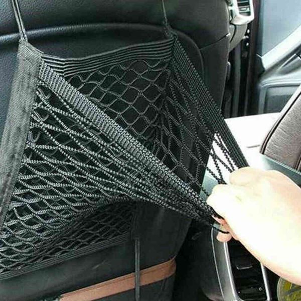 

2pc car seat back storage bag mesh net pocket elastic mesh net bag car tidy cargo rear trunk seat storage organizer y220414