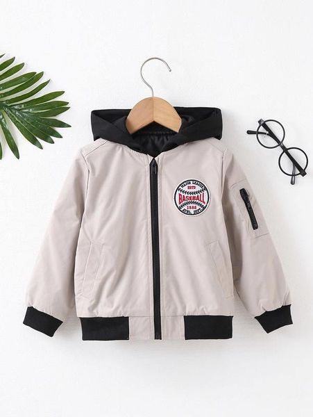 

toddler boys patch detail contrast hooded winter coat she, Blue;gray