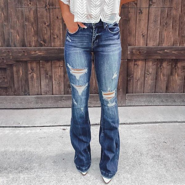 

women's jeans spring summer fashion women's high waist ripped denim pants retro street classic skinny trouserswomen's, Blue