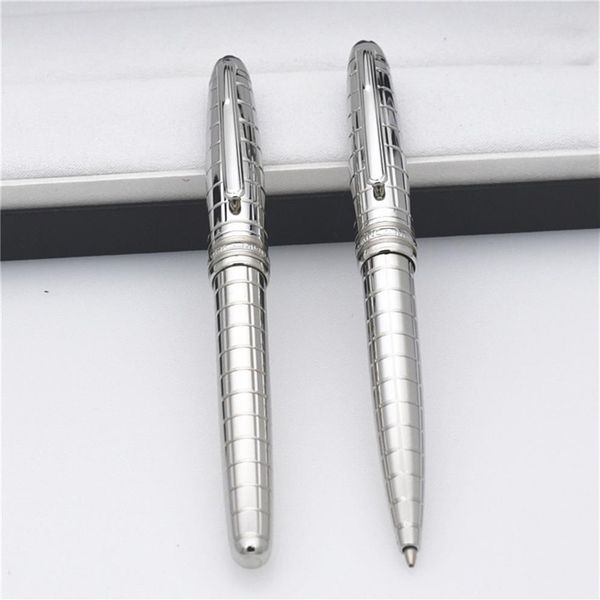 

high qualit pen texture silver metal 163 pens stationary supplies roller ball ballpoint for gifts with serial number283q, Blue;orange