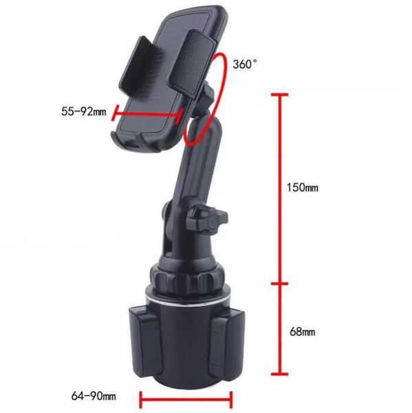 Portabicchieri per auto Supporto per telefono Supporto universale regolabile a collo di cigno Supporto per culla per cellulare iPhone Samsung Huawei LG Sony Nokia (nero)