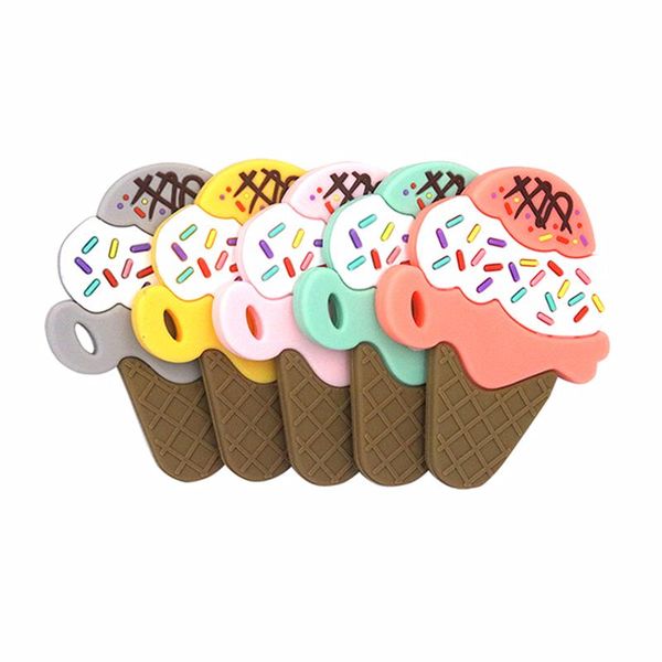 

food grade silicone teethers diy ice cream shape baby teether infant baby silicone charms kids teething gift toddler toys