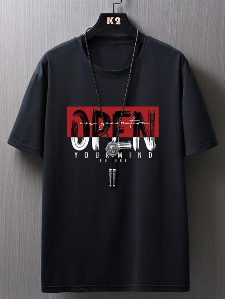 

men slogan graphic tee h0az#, White;black