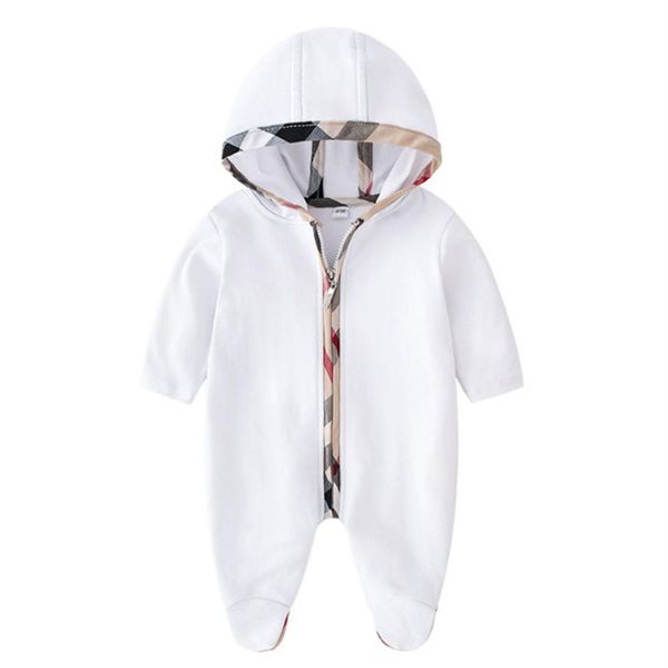 

baby kids romper infant boys plaid hooded jumpsuits toddler girl patch lattice long sleeve climb clothes newborn kids cotton diape276c, Blue
