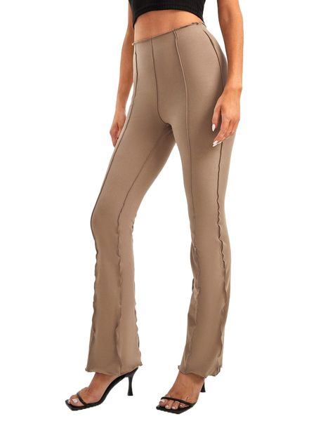 

tall seam detail flare leg pants 47tx#, Black;white