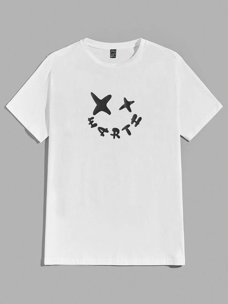 

men cartoon and letter graphic tee 66ka#, White;black