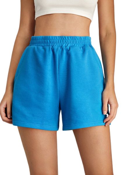 

elastic waist slant pocket track shorts j22w#, White;black