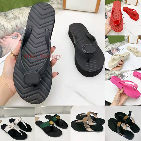 

gg flip flops slipper designer rubber slide slippers foam men sandals flats mules leather rubber women green red striped beach causal sandal, Black